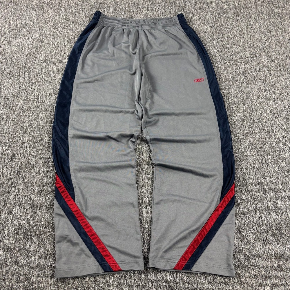 Baggy Y2K Wide Leg Lightweight Reebok Gym Track Pants Grey Red Blue Large